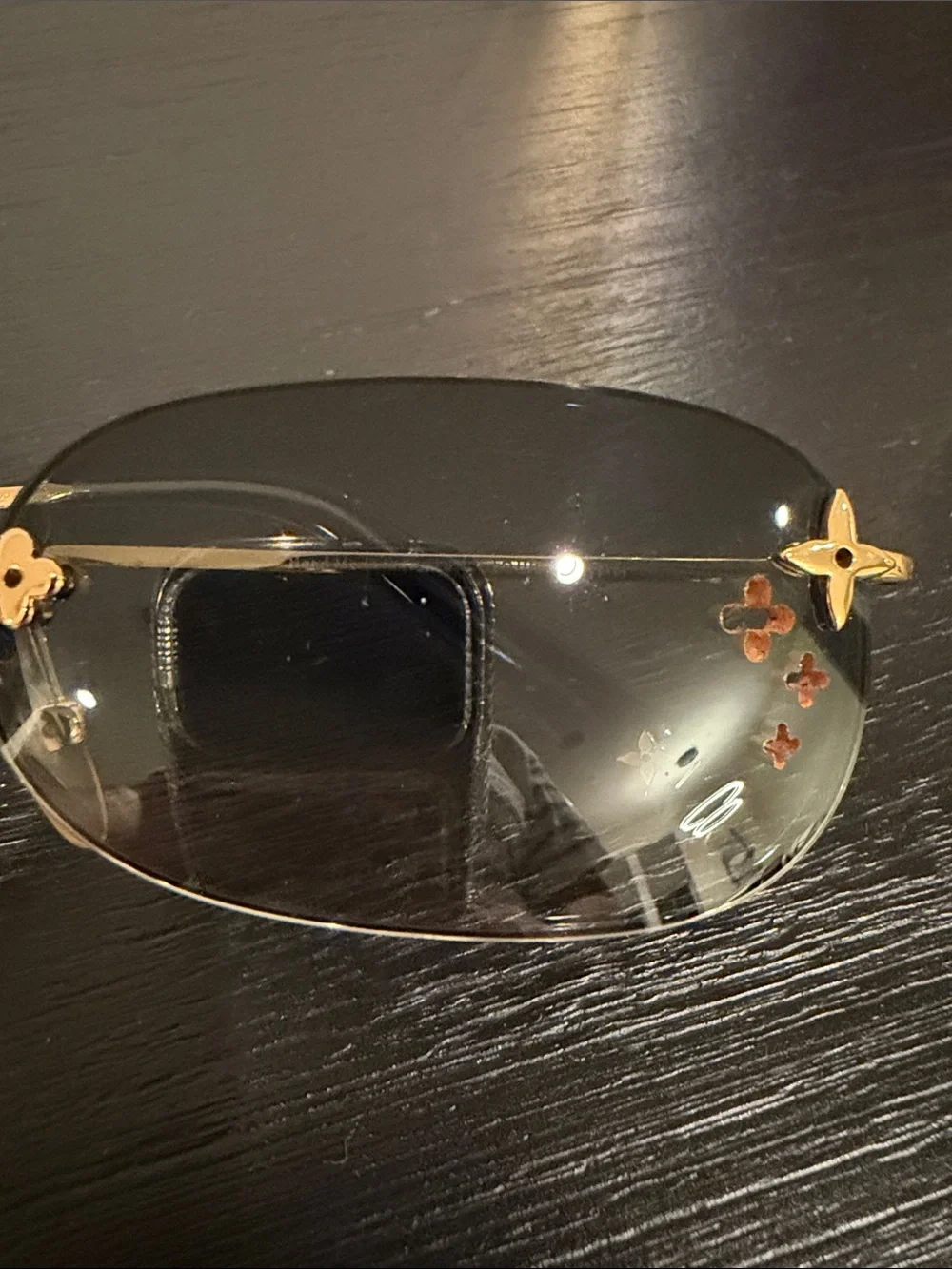 Louis Vuitton 2005 Pharrell Williams Desmayo Gold Rimless Sunglasses